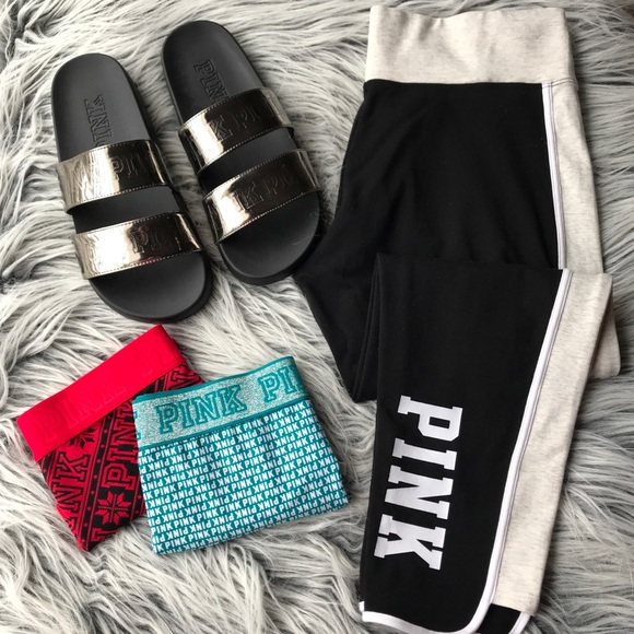 PINK Victoria's Secret Shoes - 🌸•vs Pink Metallic Silver Sport Slides•🌸